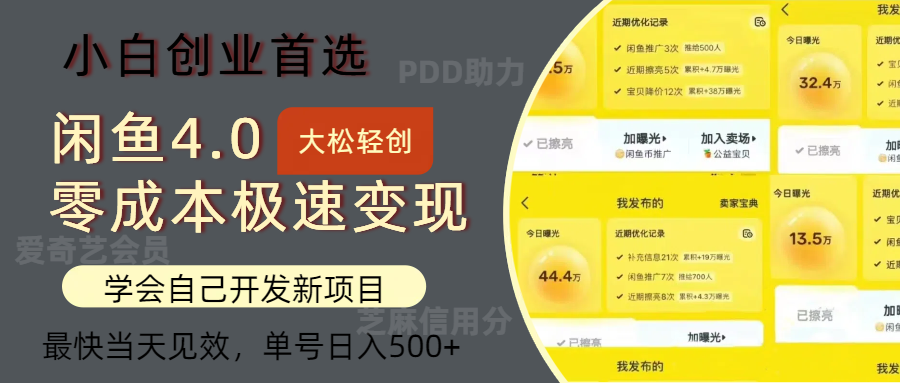 闲鱼0成本极速变现项目,多种变现方式,单号日入500+最新玩法-悠闲副业网