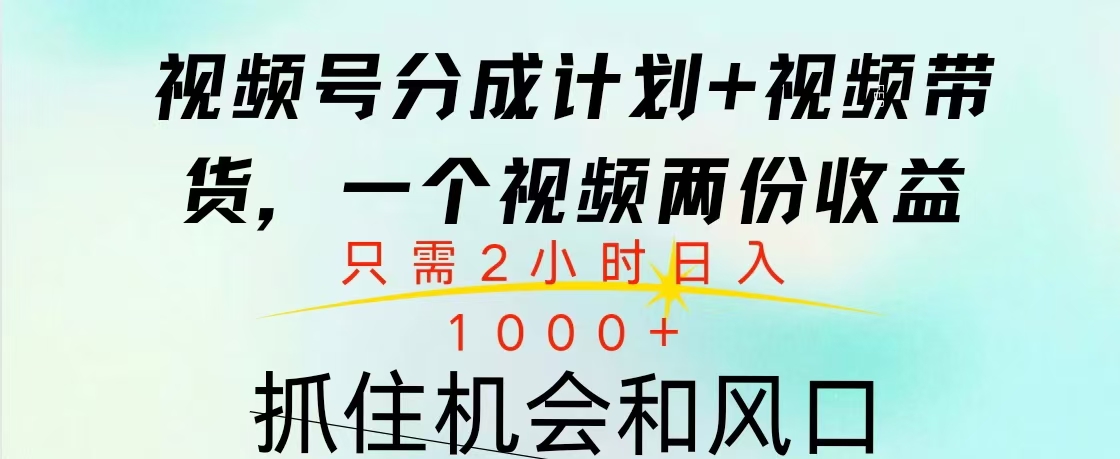 视频号橱窗带货, 10分钟一个视频, 2份收益,日入1000+-悠闲副业网