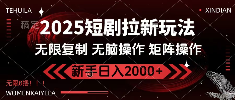 2025短剧拉新玩法，无需注册登录，无限0撸，无脑批量操作日入2000+-悠闲副业网