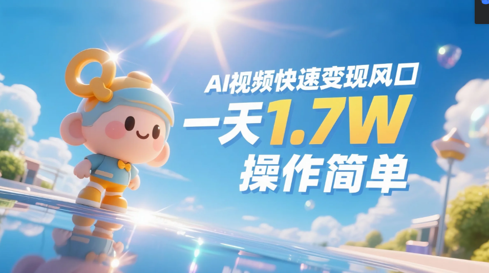 《Ai视频变现风口,一天1.7W,收入无上限,操作简单》-悠闲副业网