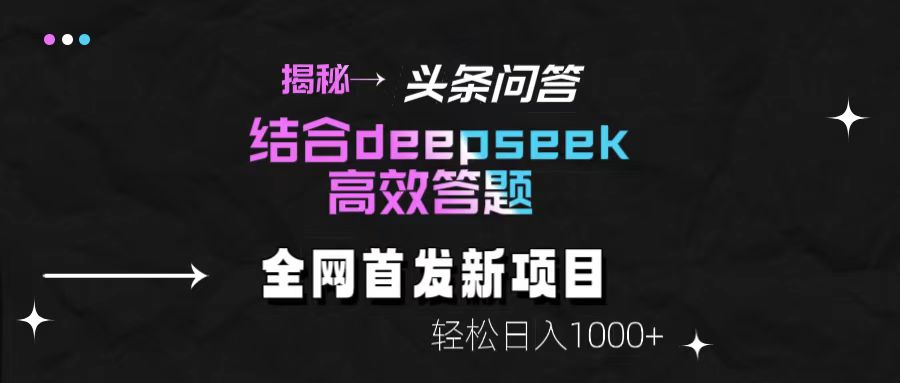 揭秘头条问答新玩法!结合deepseek高效答题,轻松日入1000+-悠闲副业网
