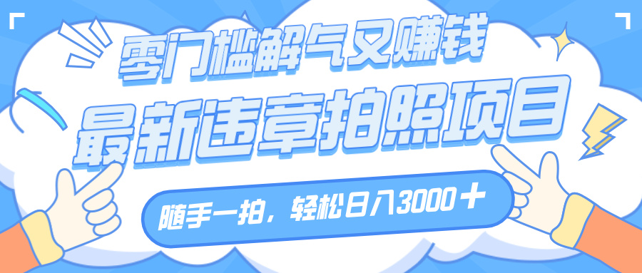 解气又赚钱的项目,随手一拍,轻松收入3000+,最新违章拍照赚钱-悠闲副业网