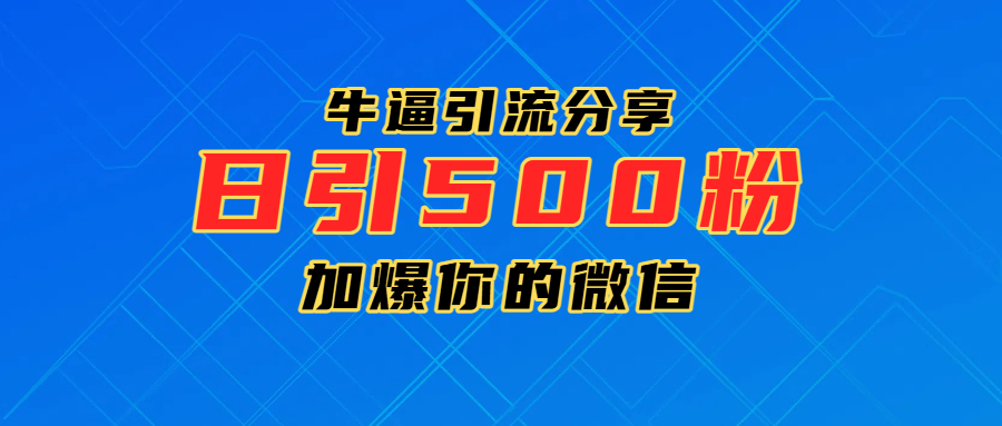 超牛逼引流分享，日引300-500粉，加爆你的微信-悠闲副业网
