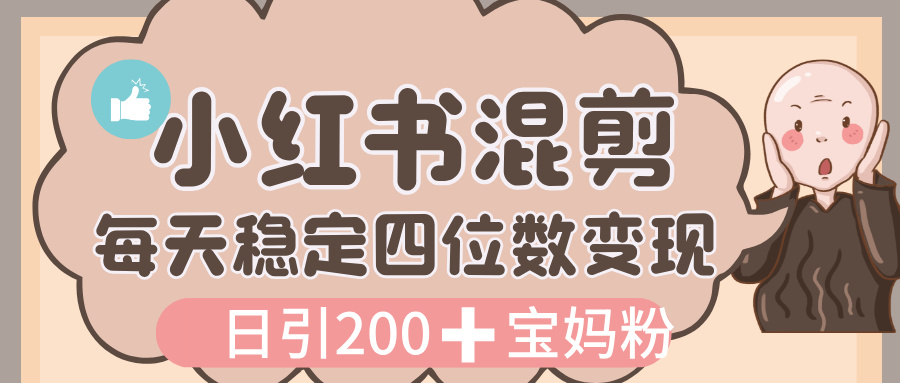 价值 3980 的小红书混剪, 虚拟变现,日引 200+宝妈创业粉,每天稳定四位数变现-悠闲副业网