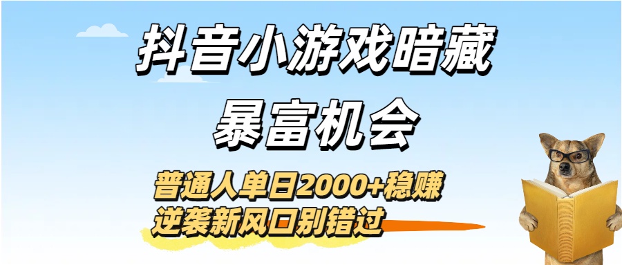 抖音小游戏暗藏暴富机会!普通人单日2000+稳赚,逆袭新风口别错过-悠闲副业网