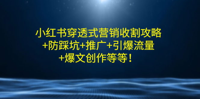 【副业项目3458期】小红书穿透式营销收割攻略+防踩坑+推广+引爆流量+爆文创作（小红书的营销方法策略）-悠闲副业网