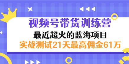 【副业项目3489期】视频号带货训练营，实战测试21天最高佣金61W（视频号带货怎么做）-悠闲副业网