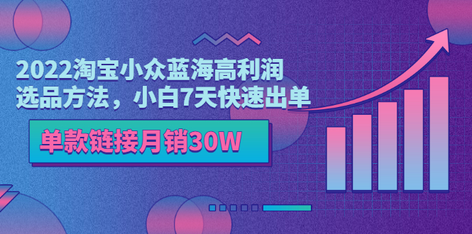 【副业项目3689期】2022淘宝小众蓝海高利润选品方法，小白7天快速出单，单款链接月销30W-悠闲副业网