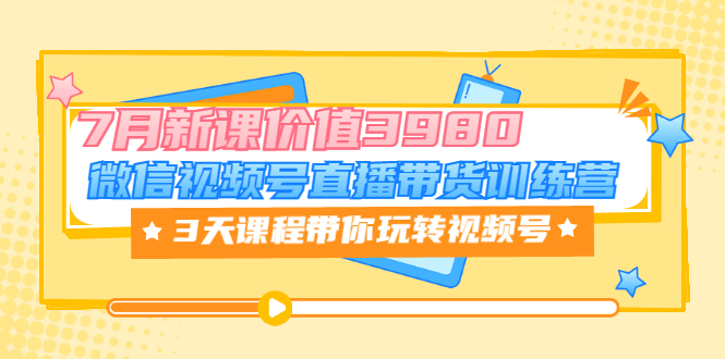 【副业项目3693期】如何在视频号直播带货：微信视频号直播带货训练营，3天课程带你玩转视频号-悠闲副业网