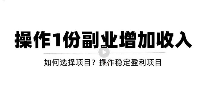 【副业项目3695期】新手如何通过操作副业增加收入，从项目选择到玩法分享！【视频教程】-悠闲副业网