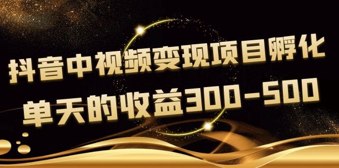 【副业项目4157期】黄岛主《抖音中视频变现项目孵化》单天的收益300-500 操作简单粗暴-悠闲副业网