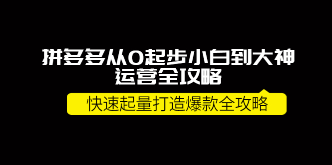 【副业项目4227期】拼多多从0起步小白到大神运营全攻略，快速起量打造10W+爆款全攻略-悠闲副业网