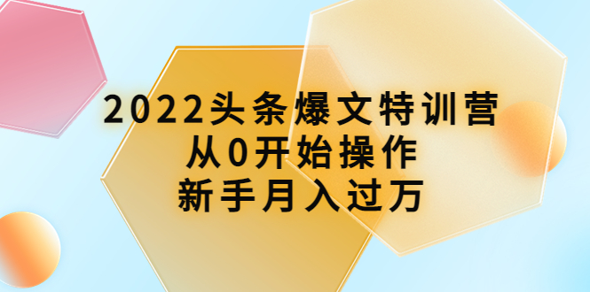 【副业项目4304期】2022头条爆文特训营：从0开始操作，新手月入过万（16节课时）-悠闲副业网