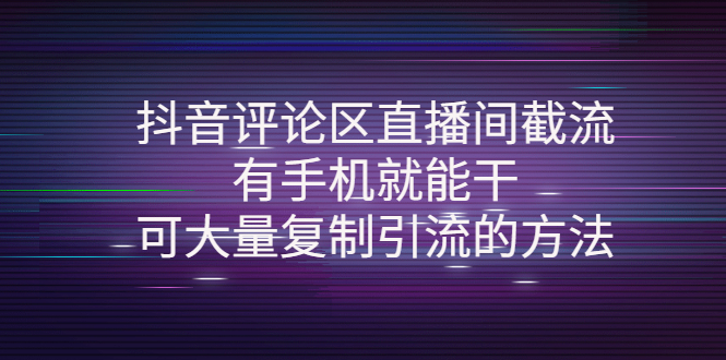 【副业项目4380期】抖音评论区直播间截流，有手机就能干，可大量复制引流的方法-悠闲副业网