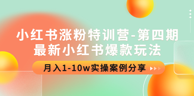【副业项目4595期】小红书涨粉特训营-第四期：最新小红书爆款玩法，月入1-10w实操案例分享-悠闲副业网