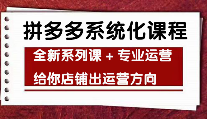 【副业项目4542期】车神陪跑，拼多多系统化课程，全新系列课+专业运营给你店铺出运营方向-悠闲副业网