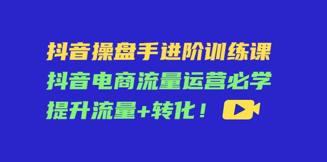 【副业项目4600期】抖音操盘手进阶训练课：抖音电商流量运营必学，提升流量+转化-悠闲副业网