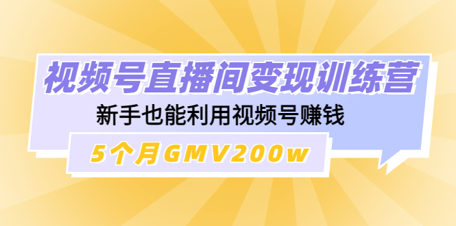【副业项目4723期】视频号直播间变现训练营：新手也能利用视频号赚钱，5个月GMV200w-悠闲副业网
