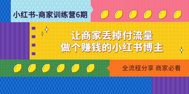 【副业项目5003期】小红书-商家训练营12期：让商家丢掉付流量，做个赚钱的小红书博主-悠闲副业网