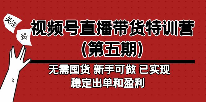 【副业项目5139期】视频号直播带货特训营（第五期）无需囤货 新手可做 已实现稳定出单和盈利-悠闲副业网