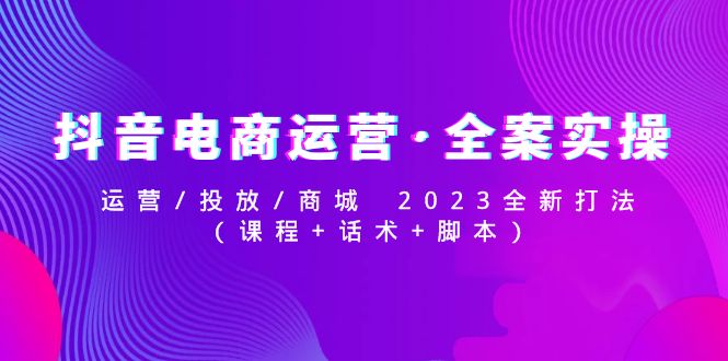 【副业项目5081期】抖音电商运营·全案实操：运营/投放/商城 2023全新打法(课程+话术+脚本)-悠闲副业网