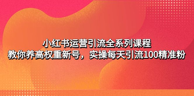 【副业项目5144期】小红书运营引流全系列课程：教你养高权重新号，实操每天引流100精准粉-悠闲副业网