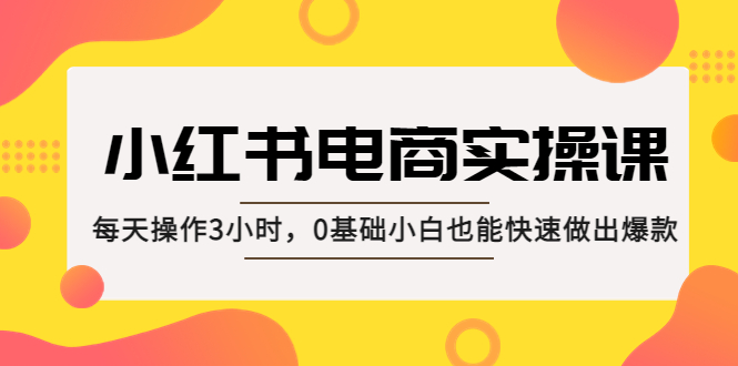 【副业项目5332期】小红书·电商实操课：每天操作3小时，0基础小白也能快速做出爆款-悠闲副业网