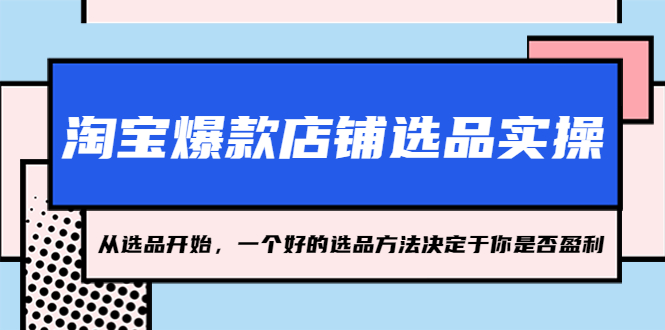【副业项目5373期】淘宝爆款店铺选品实操，2023从选品开始，一个好的选品方法决定于你是否盈利-悠闲副业网