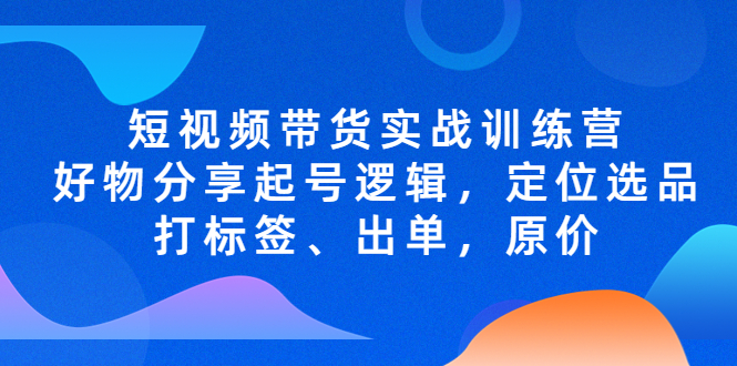 【副业项目5244期】短视频带货实战训练营，好物分享起号逻辑，定位选品打标签、出单，原价-悠闲副业网