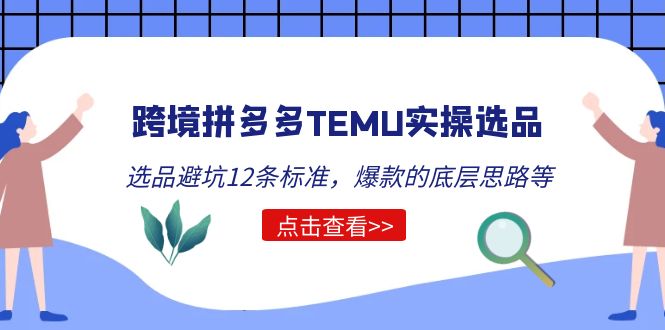 【副业项目5510期】跨境拼多多TEMU实操选品运营方法，选品避坑12条标准，爆款的底层思路等-悠闲副业网