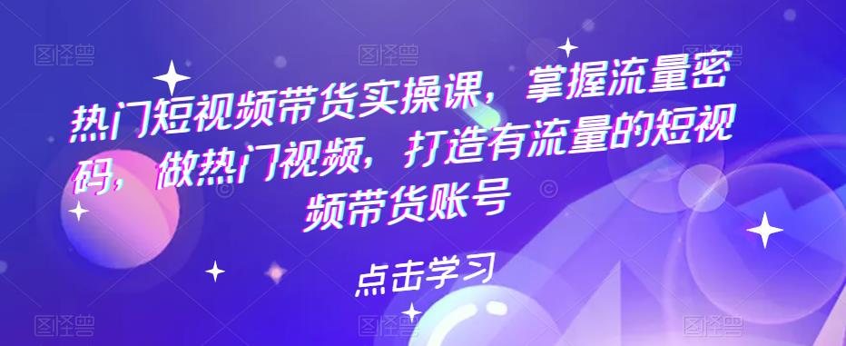 【副业项目5822期】热门短视频带货实战 掌握流量密码 做热门视频 打造有流量的短视频带货账号-悠闲副业网