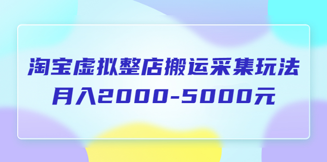 【副业项目5953期】淘宝虚拟整店搬运采集玩法分享课：月入2000-5000元（5节课）-悠闲副业网