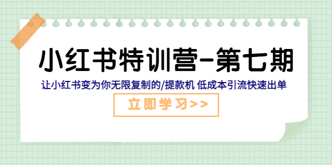 【副业项目5683期】小红书特训营-第七期 让小红书变为你无限复制的/提款机 低成本引流快速出单-悠闲副业网