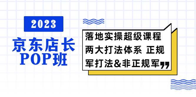 【副业项目5761期】2023京东店长·POP班 落地实操超级课程 两大打法体系 正规军&非正规军-悠闲副业网