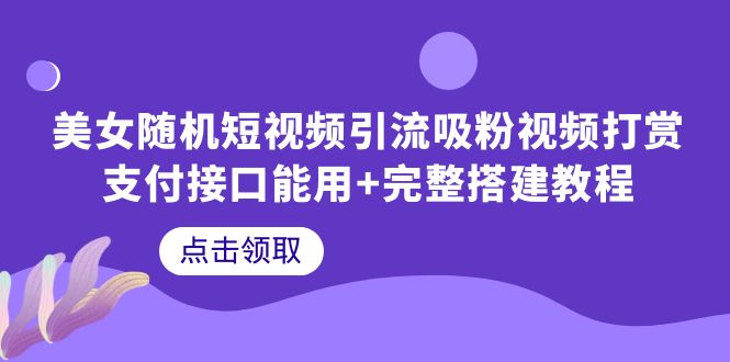 【副业项目6334期】美女随机短视频引流吸粉视频打赏支付接口能用+完整搭建教程-悠闲副业网