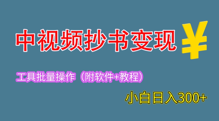 【副业项目6300期】2023中视频抄书变现（附工具+教程），一天300+，特别适合新手操作的副业-悠闲副业网