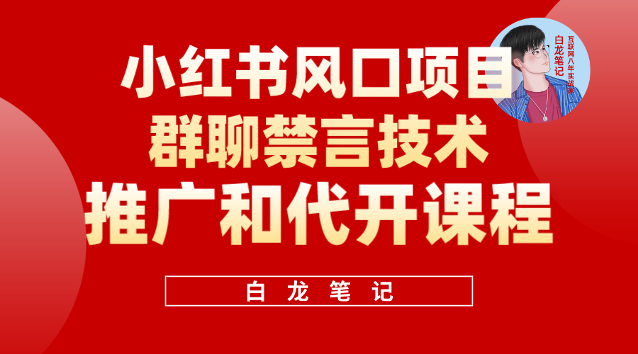 【副业项目5991期】小红书风口项目日入300+，小红书群聊禁言技术代开项目，适合新手操作-悠闲副业网