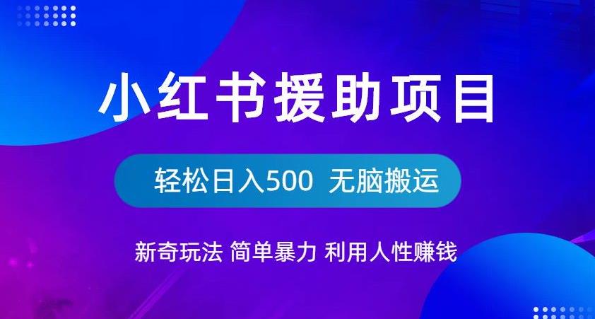【副业项目6684期】小红书援助项目新奇玩法，简单暴力，无脑搬运轻松日入500【揭秘】-悠闲副业网