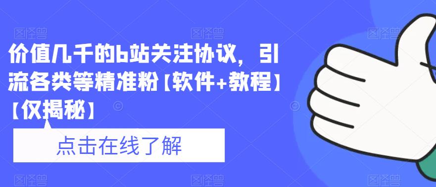 【副业项目6546期】价值几千的b站关注协议，引流各类等精准粉【软件+教程】-悠闲副业网