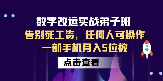 【副业项目6430期】数字 改运实战弟子班：告别死工资，任何人可操作，一部手机月入5位数-悠闲副业网