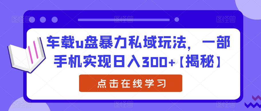 【副业项目6441期】车载u盘暴力私域玩法，一部手机实现日入300+【揭秘】-悠闲副业网