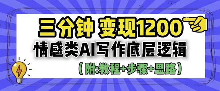 【副业项目6442期】情感类AI写作底层逻辑，3分钟掌握变现技巧（附：详细教程及步骤+独家资料）【揭秘】-悠闲副业网