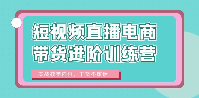 【副业项目6485期】短视频直播电商带货进阶训练营：实战教学内容，干货不废话！-悠闲副业网
