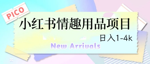 【副业项目6712期】最新小红书情趣用品项目，日入1-4k-悠闲副业网