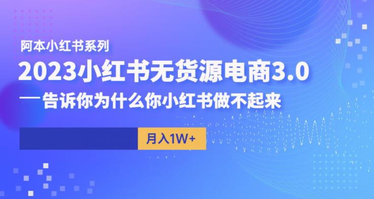【副业项目6506期】阿本小红书无货源电商3.0，告诉你为什么你小红书做不起来-悠闲副业网