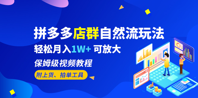 【副业项目6696期】拼多多店群自然流玩法，轻松月入1W+ 保姆级视频教程（附上货、拍单工具）-悠闲副业网