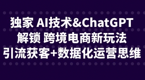 【副业项目6780期】独家 AI技术&ChatGPT解锁 跨境电商新玩法，引流获客+数据化运营思维-悠闲副业网