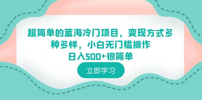【副业项目6524期】超简单的蓝海冷门项目，变现方式多种多样，小白无门槛操作日入500+很简单-悠闲副业网
