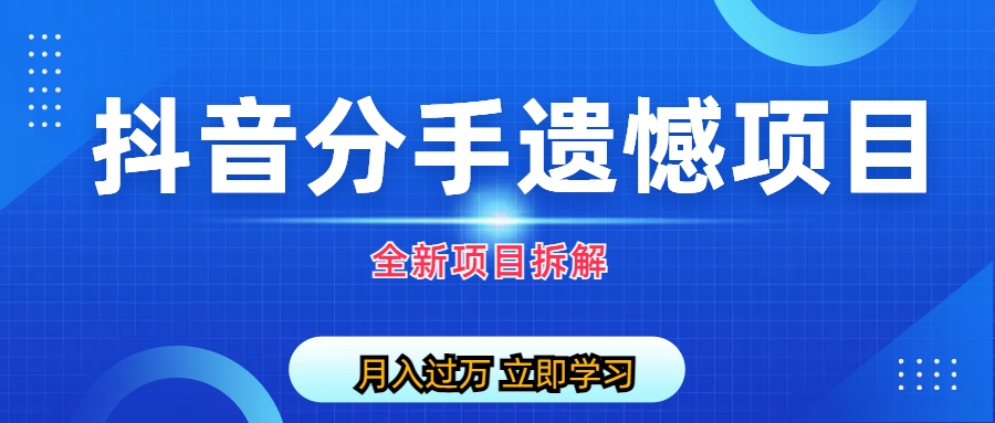 【副业项目6911期】自媒体抖音分手遗憾项目私域项目拆解-悠闲副业网