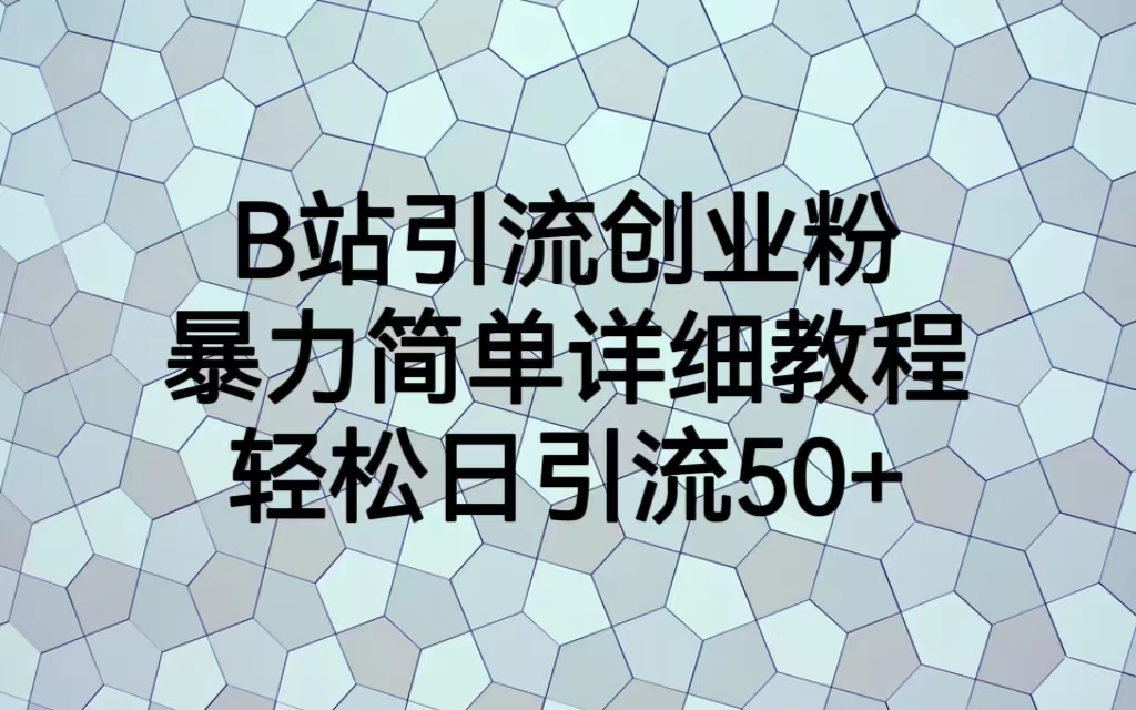 【副业项目6915期】B站引流创业粉，暴力简单详细教程，轻松日引流50+-悠闲副业网